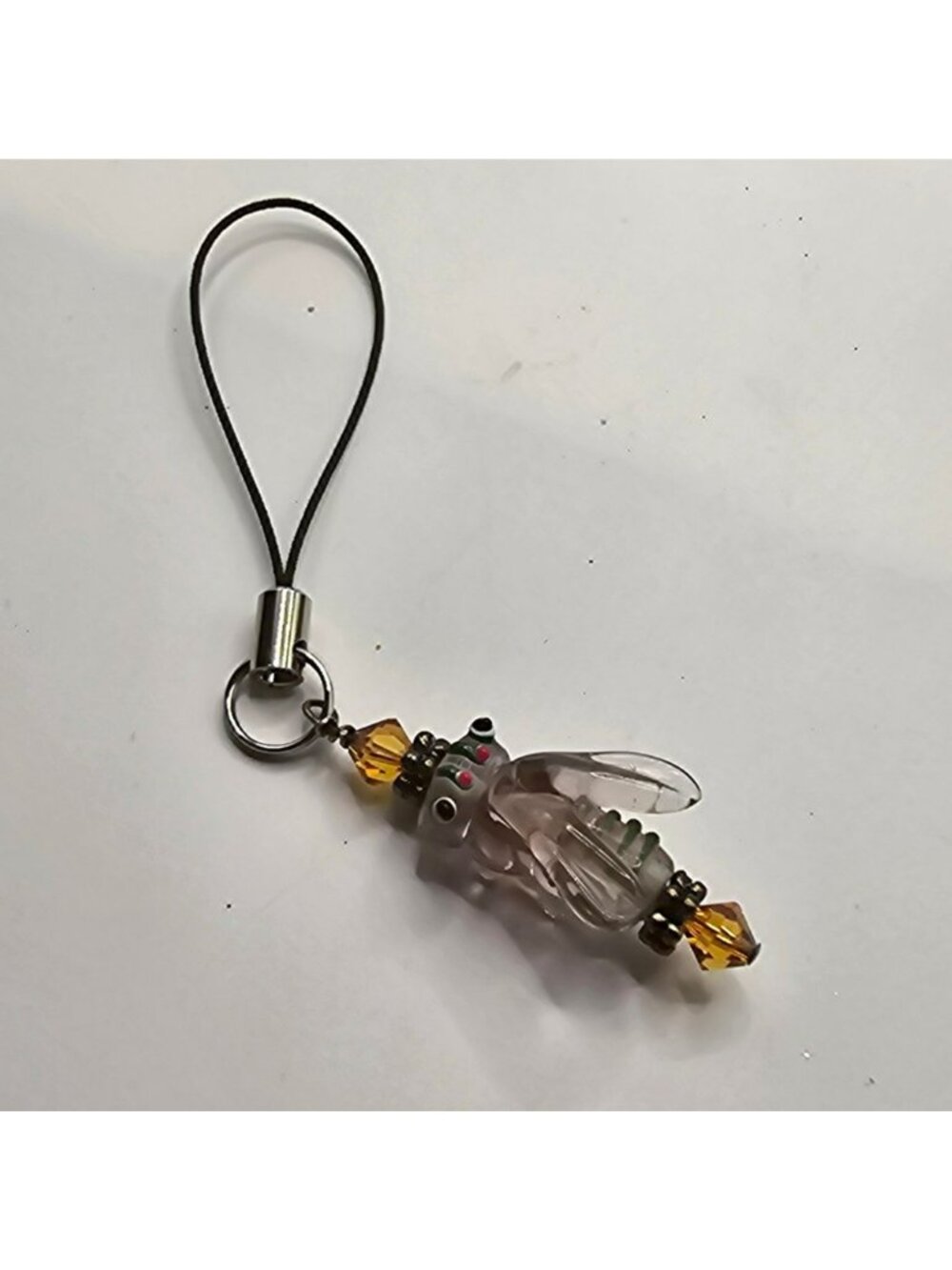 Handcrafted Glass Insect Charm With Beads - Vintage Style Accessory - Phone Or K